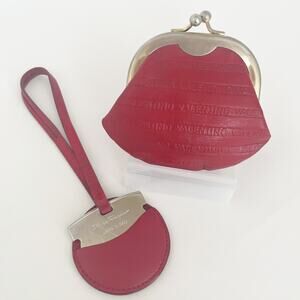 FERRAGAMO Red Leather Bag Charm & VALENTINO Vintage Coin Kiss Lock Pouch